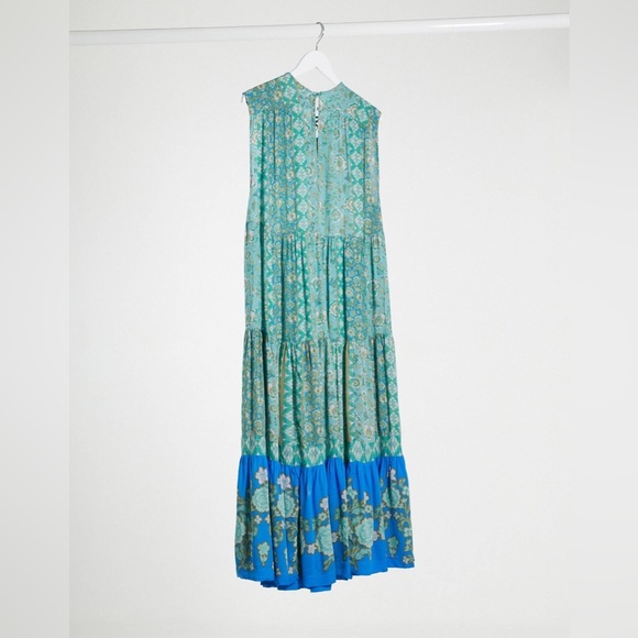 FREE PEOPLE HANALEI BAY LACE UP TIERED OVERSIZED TIERED FLORAL MAXI DRESS XS - Picture 10 of 16